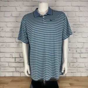 Nike Shirt Men's Extra Large XL Polo Short Sleeve Nike Golf Dri-Fit Blue